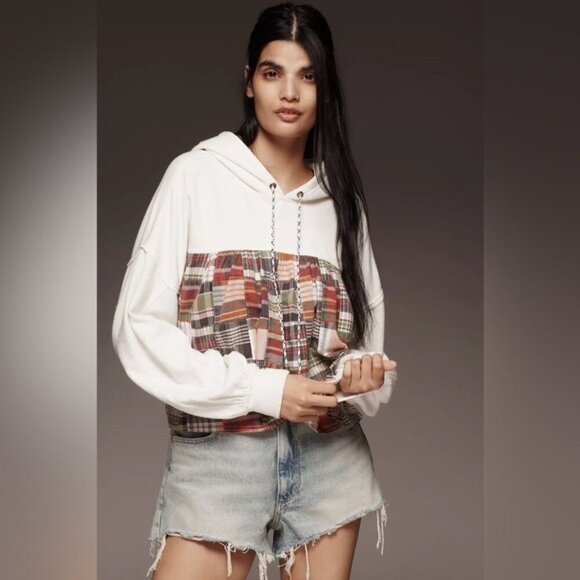 NWT Size 3X - Anthropologie Cotton Patchwork & Knit Twofer Hoodie (NWT US$ 128) - Picture 3 of 16